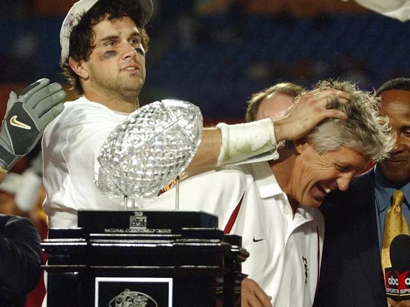 USC QB Matt Leinart and HC Pete Carroll