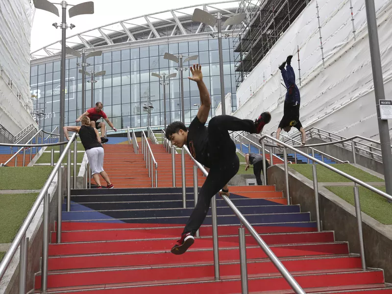 Participants of Parkour Generations during practice run