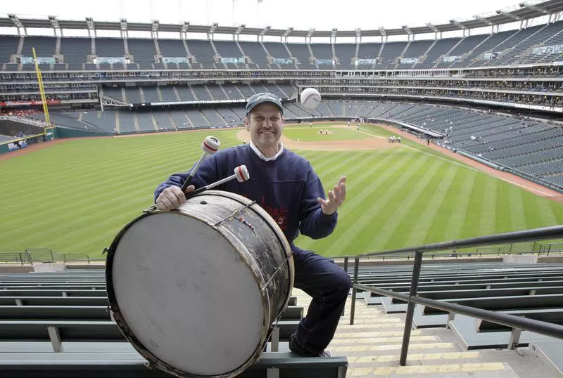 John Adams poses with drum