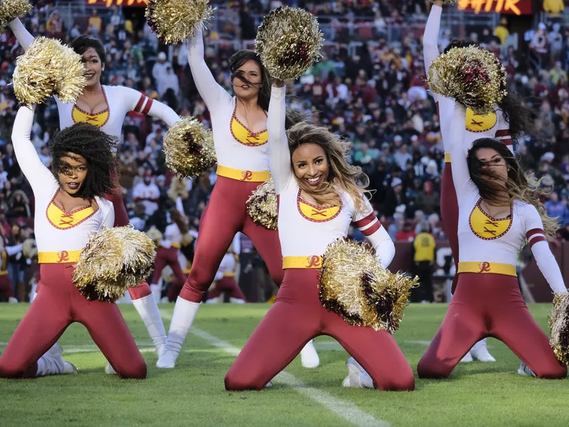 Members of the Washington Redskins cheerleading squad performing