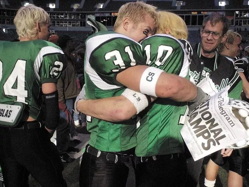 Southlake Carroll High School football players celebrate