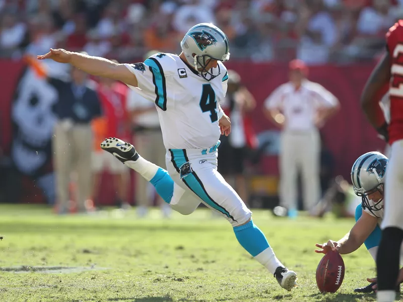 Carolina Panthers place kicker John Kasay kicks field goal