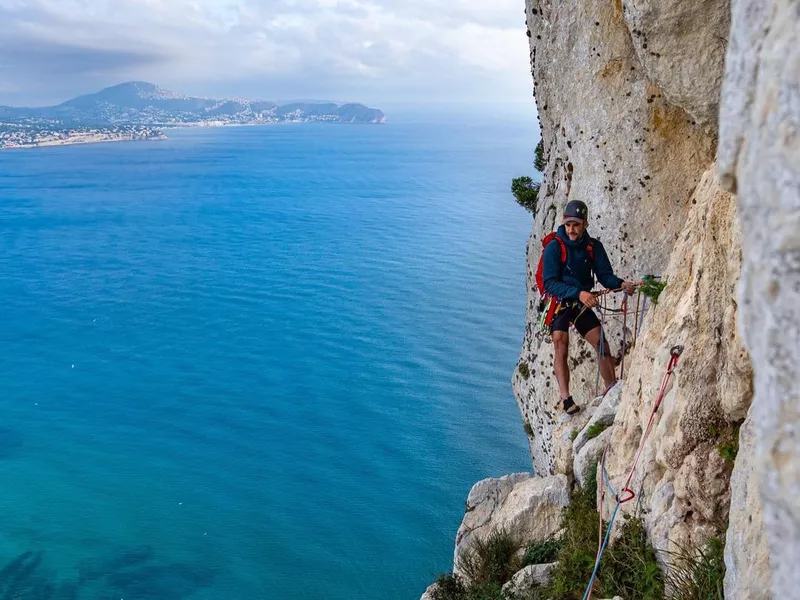 Climber at Calpe in Costa Blanca, Spain