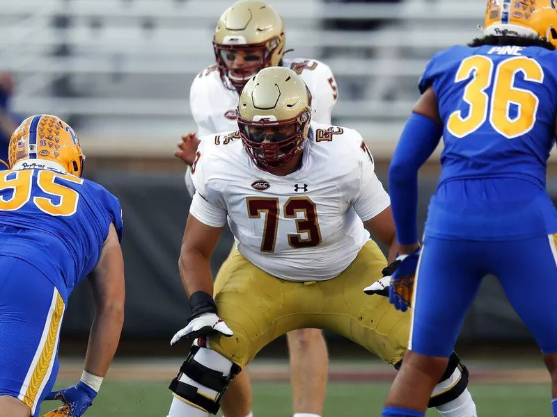 Boston College offensive lineman Christian Mahogany