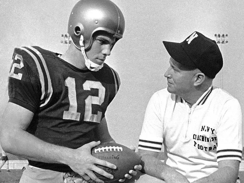 Navy QB Roger Staubach and Head Coach Wayne Hardin