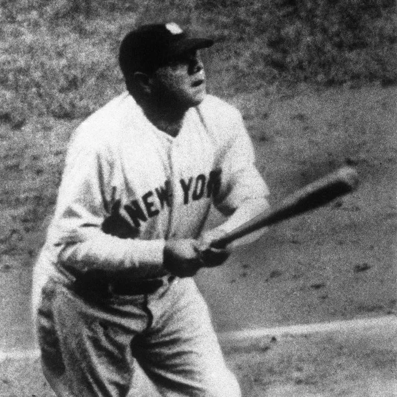 Babe Ruth watching hit