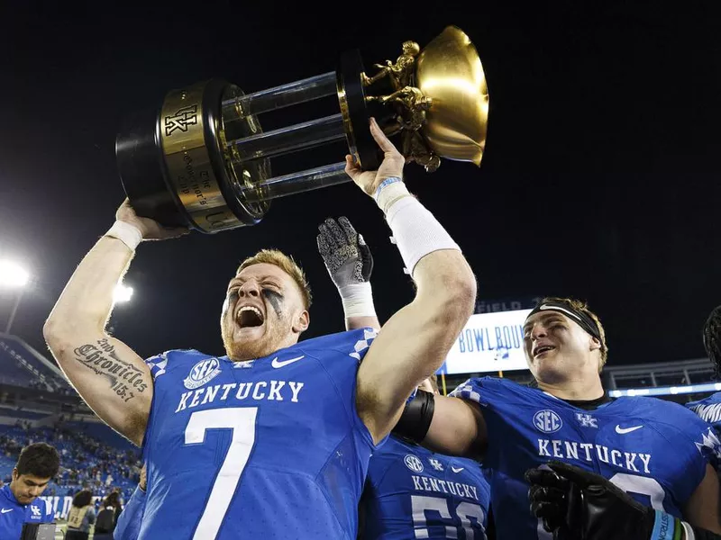 Kentucky quarterback Will Levis with the Governor's Cup