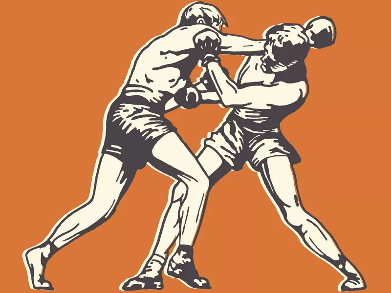 Two men boxing