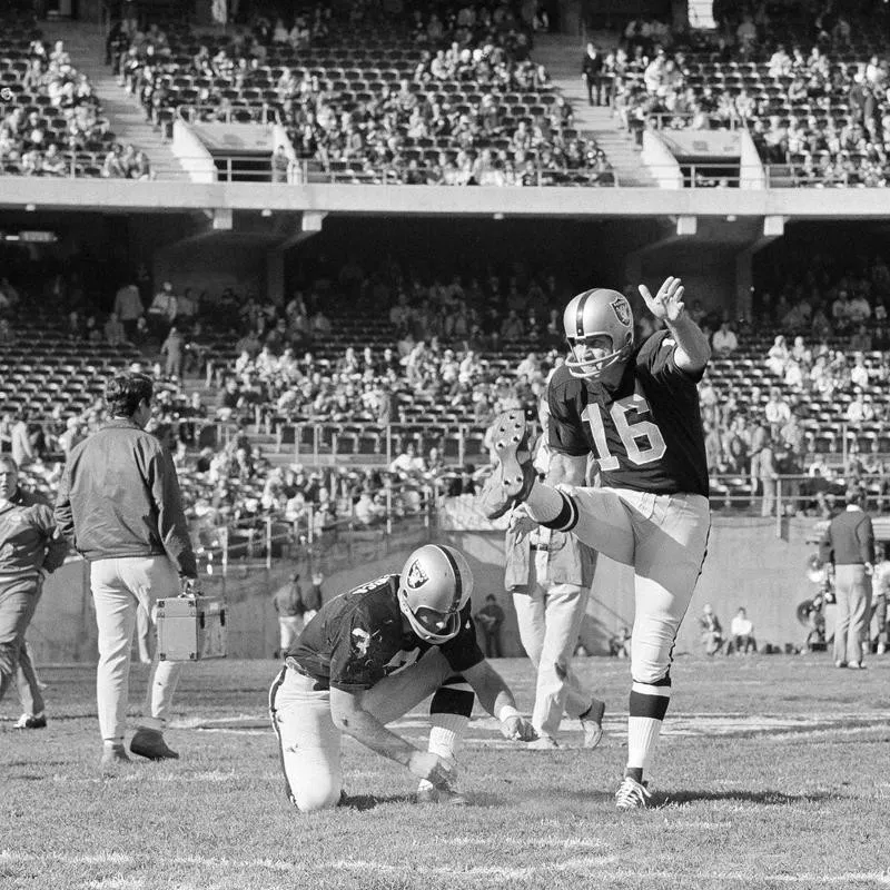 George Blanda warms up