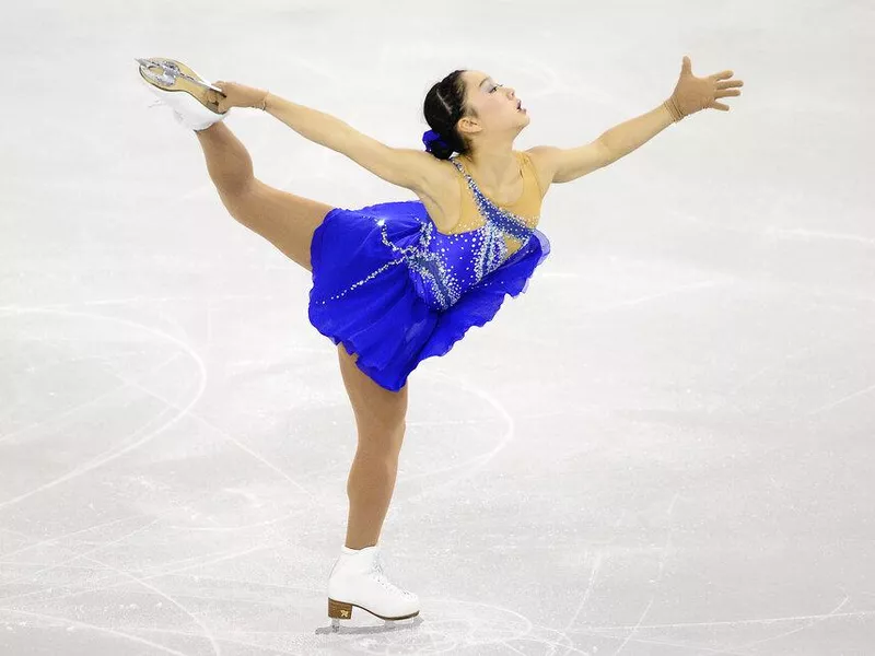 Wakaba Higuchi competing on the ice