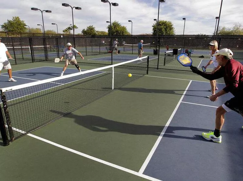 People playing pickleball