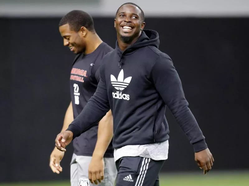 Nick Chubb and Sony Michel walking