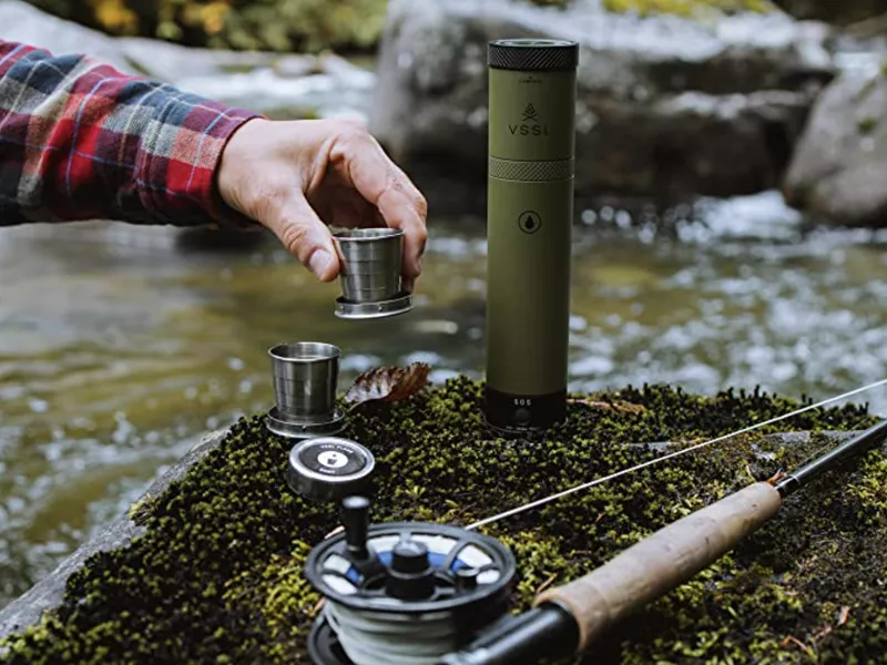 Flask and flashlight for fishing