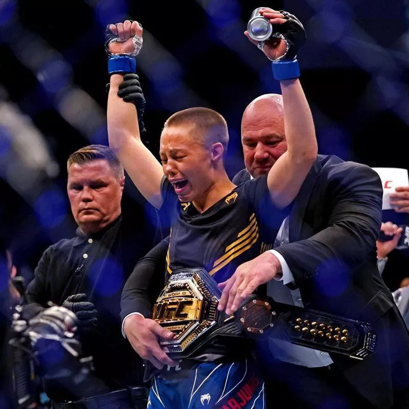 Rose Namajunas winning a UFC belt