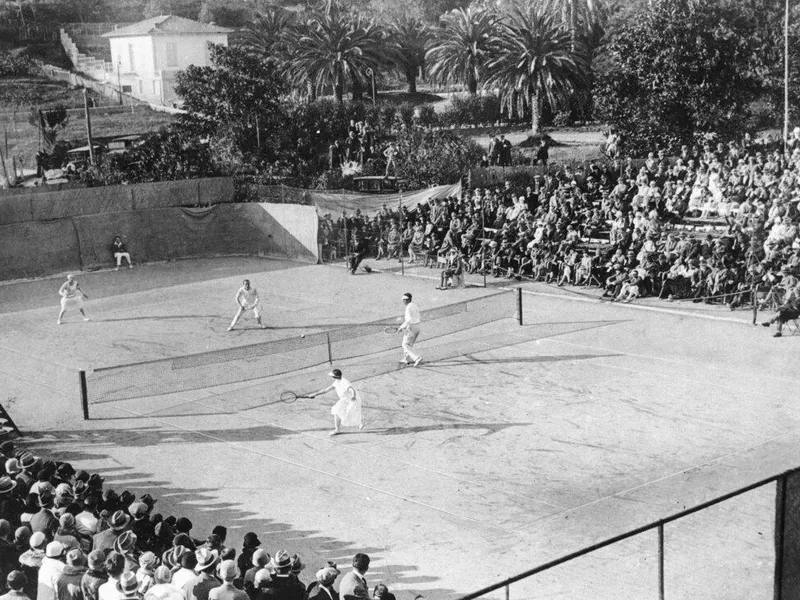 Doubles tennis match