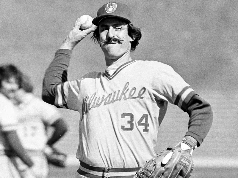 Rollie Fingers winds up on the mound