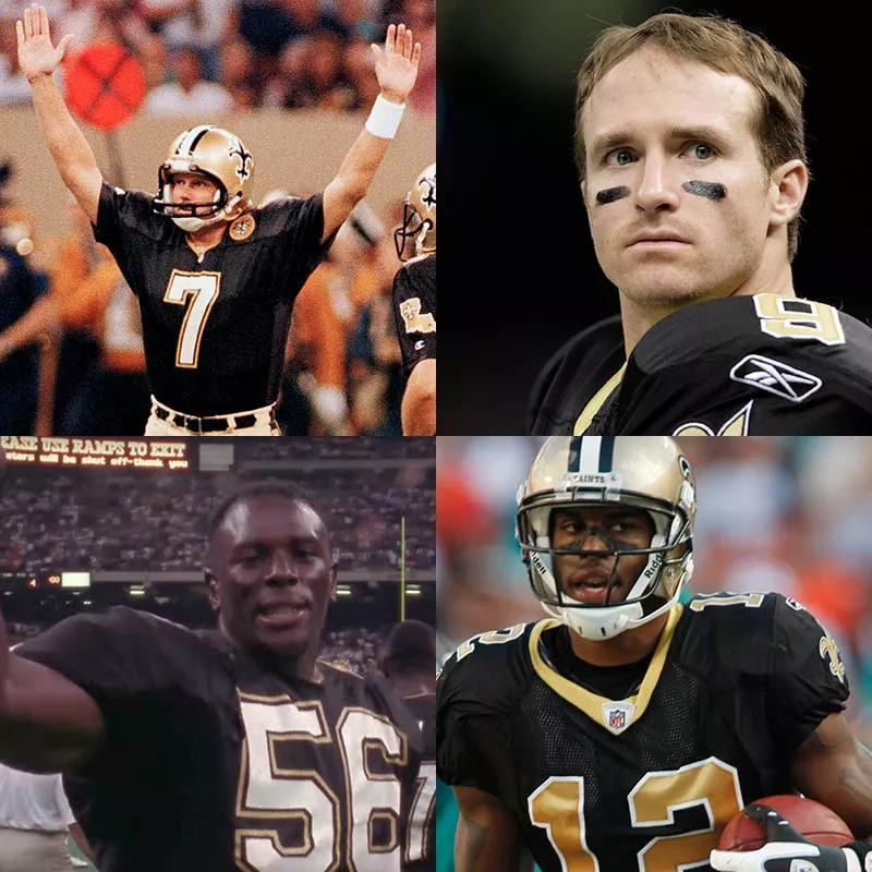 Morten Andersen, Drew Brees, Marques Colston, Pat Swilling