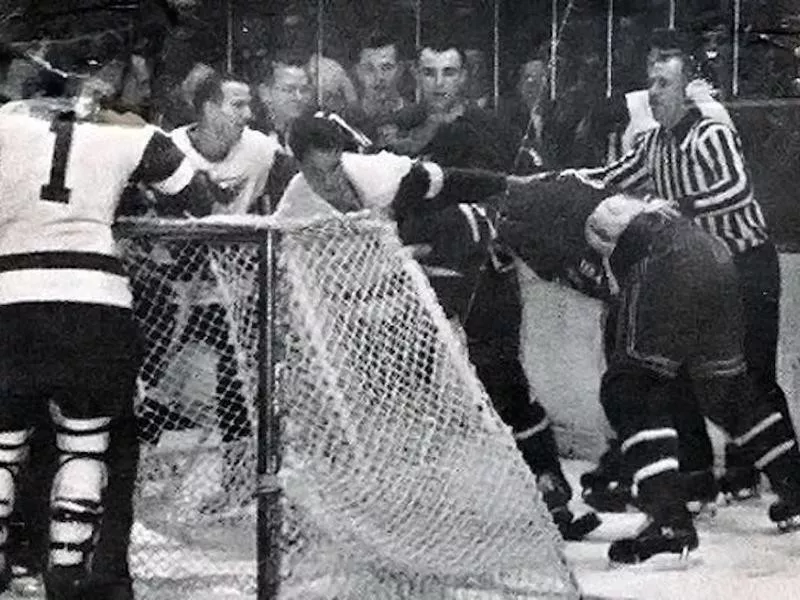 Gordie Howe and Lou Fontinato