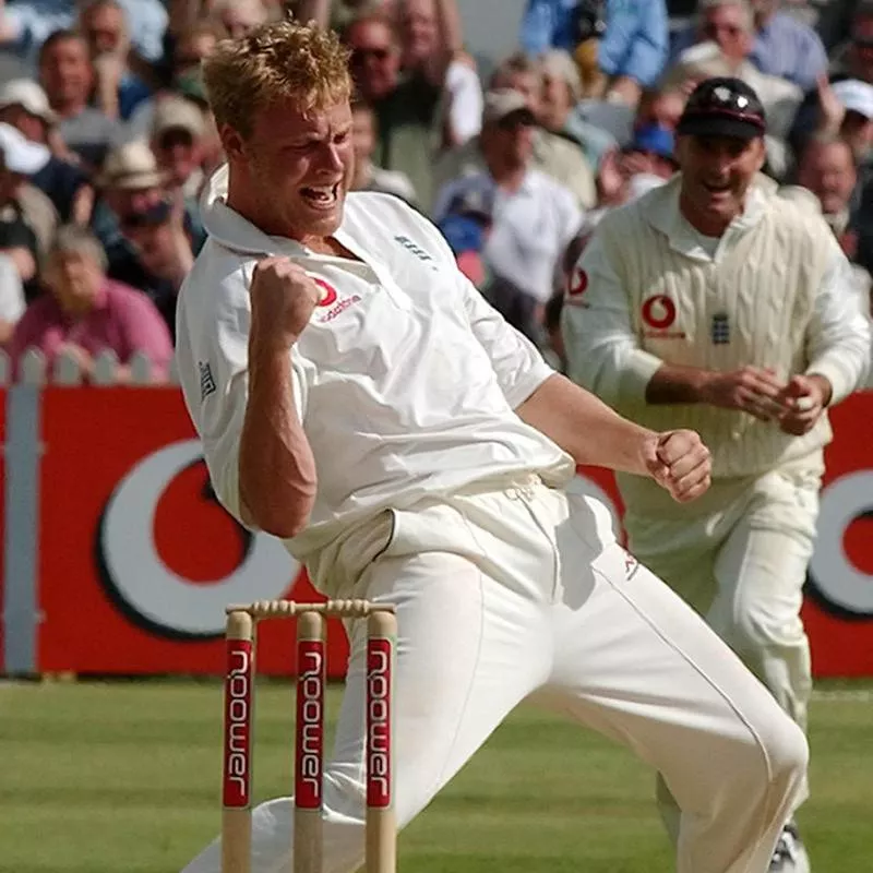 Andrew Flintoff celebrates