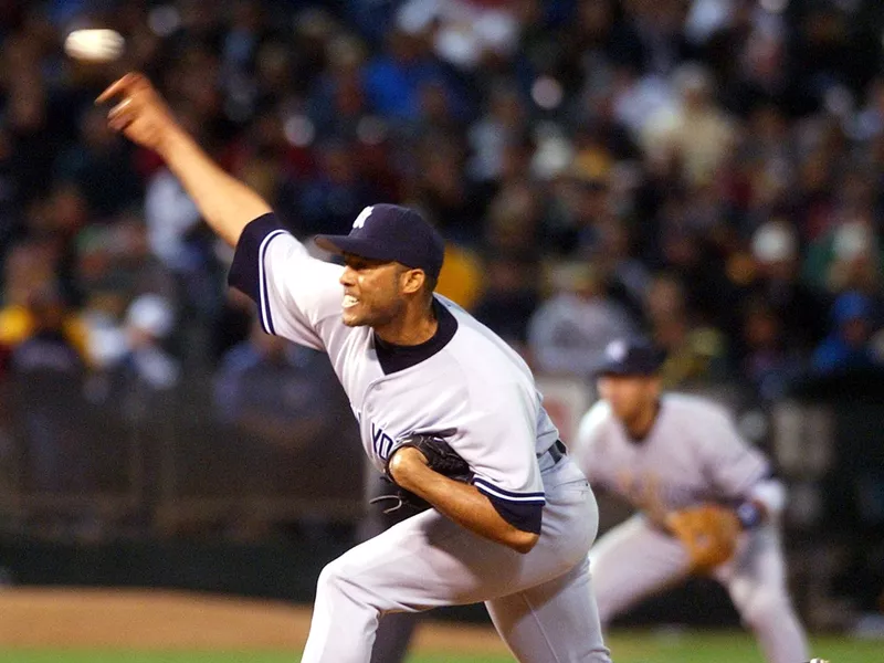 New York Yankees' Mariano Rivera works against Oakland Athletics