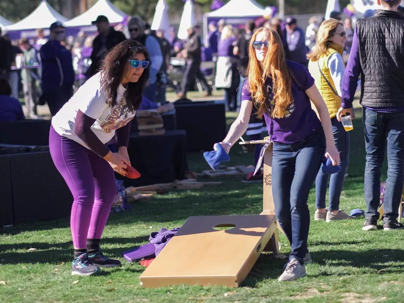 University of Washington fans playing pregame games