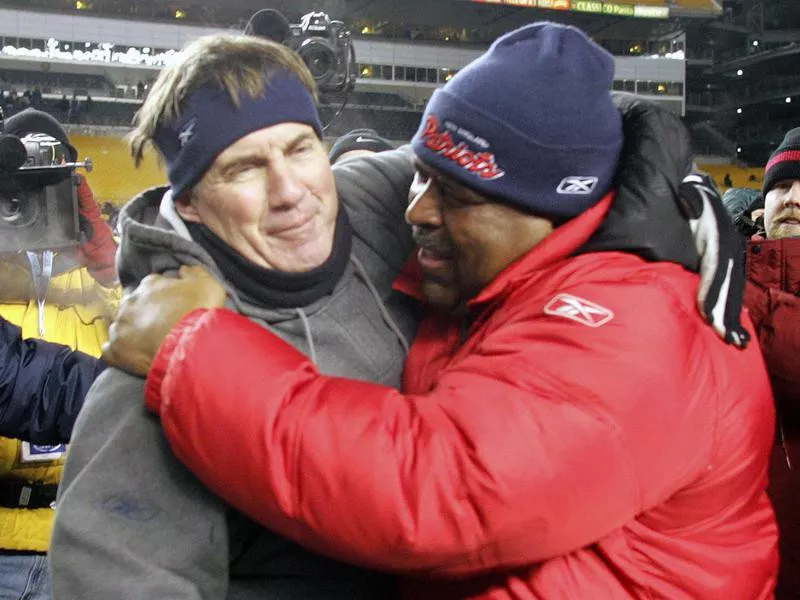 Bill Belichick and Romeo Crennel