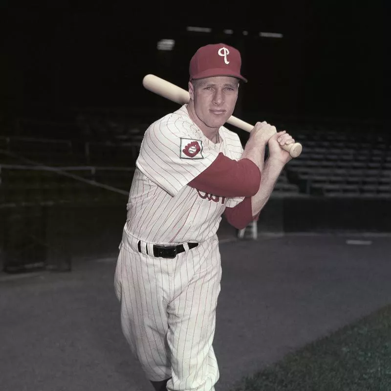 Richie Ashburn in batting stance