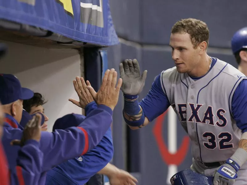 Josh Hamilton celebrating after solo home run