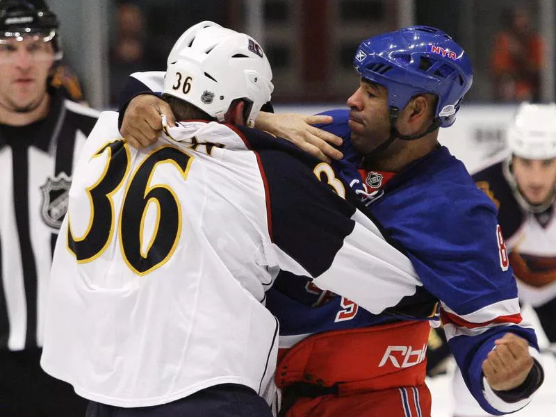 Donald Brashear fighting with Eric Boulton