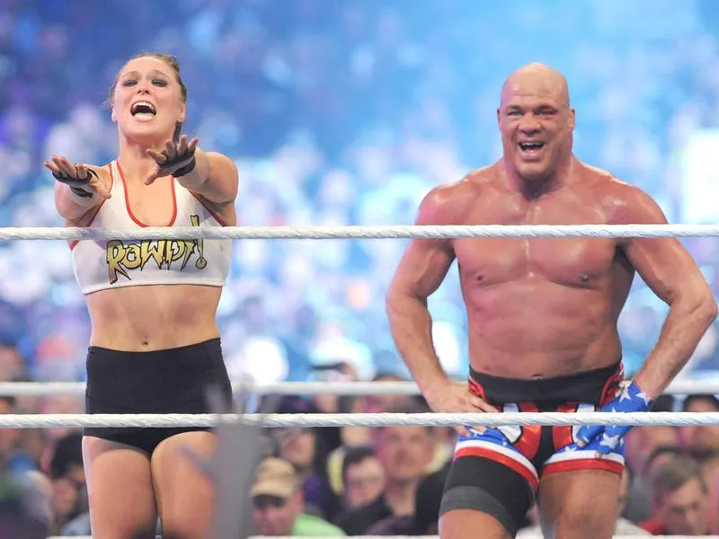 Kurt Angle and Ronda Rousey