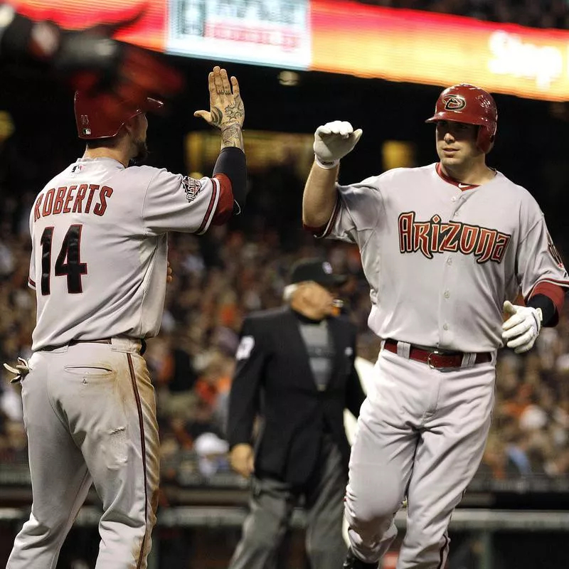 Paul Goldschmidt congratulated by Ryan Roberts after homer