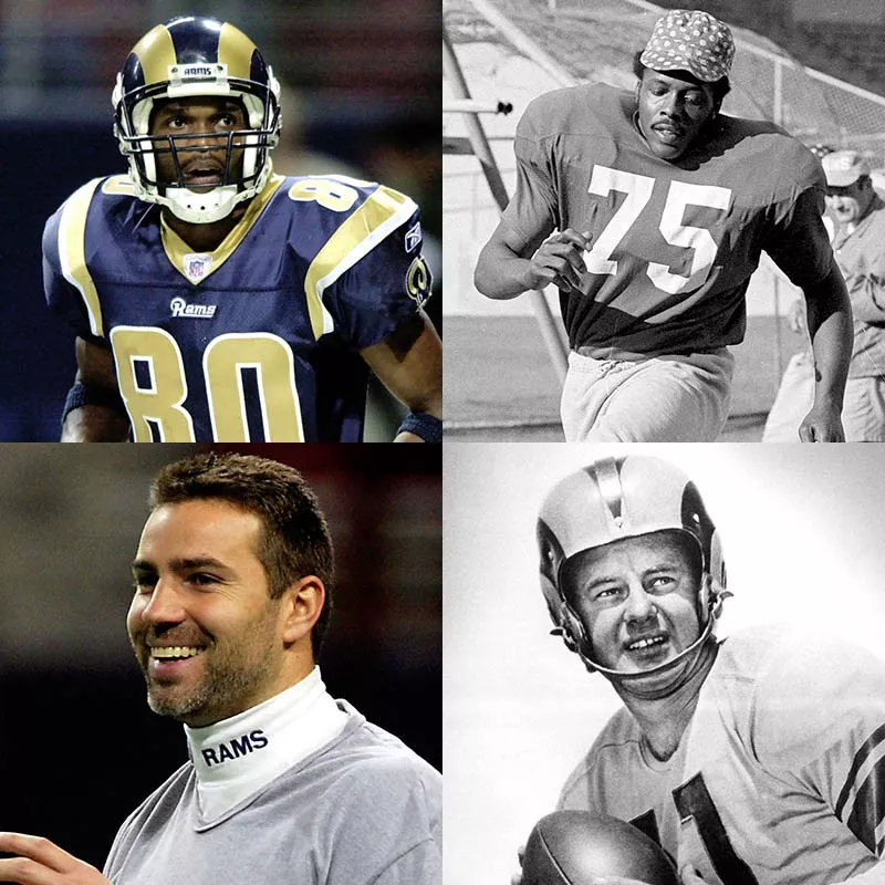 Isaac Bruce, Deacon Jones, Norm Van Brocklin, Kurt Warner