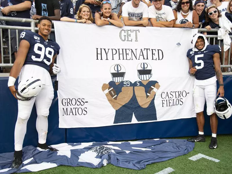 Penn State players Yetur Gross-Matos and Tariq Castro-Fields