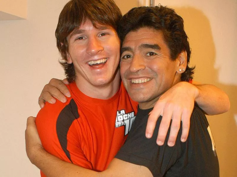 Lionel Messi and Diego Maradona