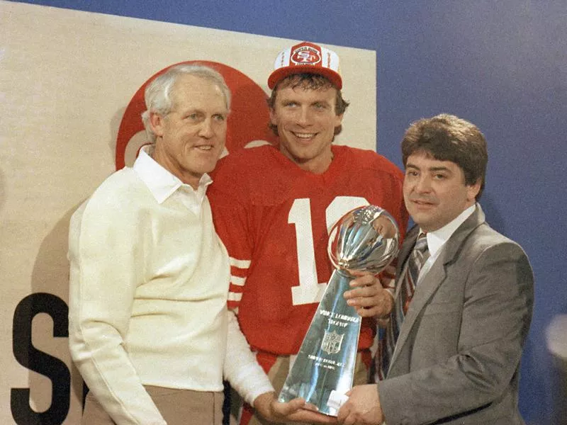 Bill Walsh, Joe Montana, Eddie DeBartolo Jr.