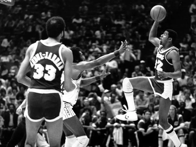 Magic Johnson and Kareem Abdul-Jabbar