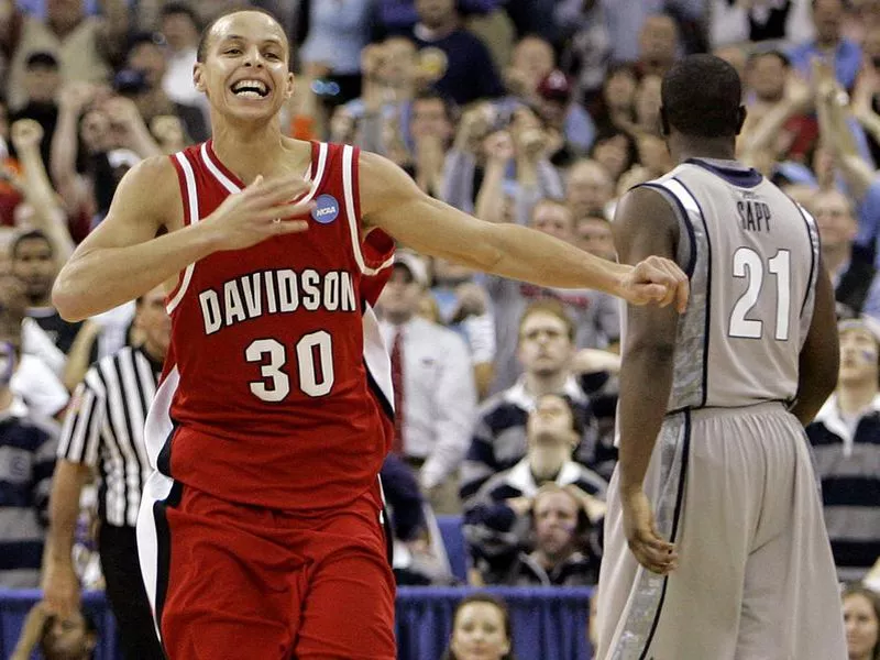 Steph Curry celebrating at Davidson