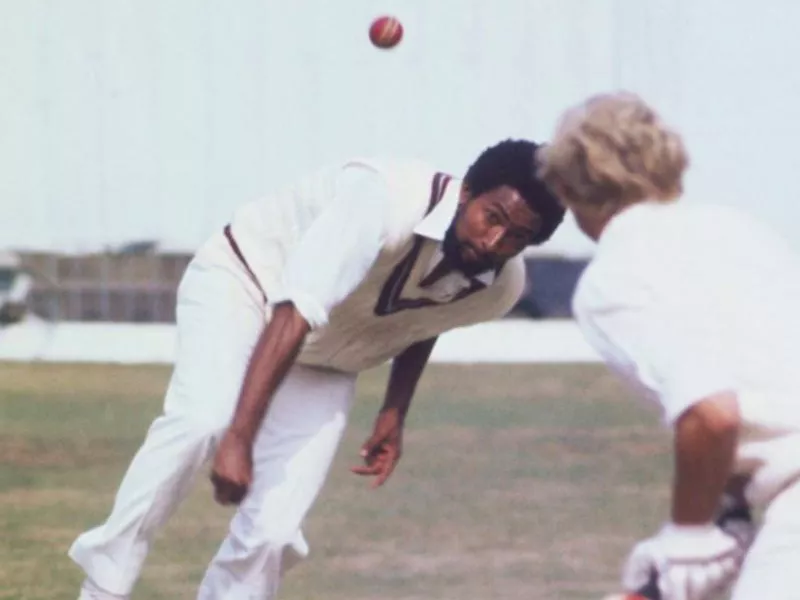 Andy Roberts bowling