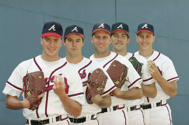 Tom Glavine, Greg Maddux, Pete Smith, John Smoltz and Steve Avery