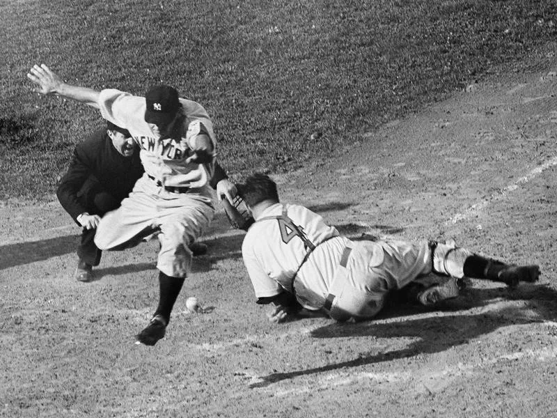 Charlie Keller scores for the Yankees