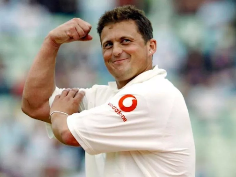 Darren Gough gestures