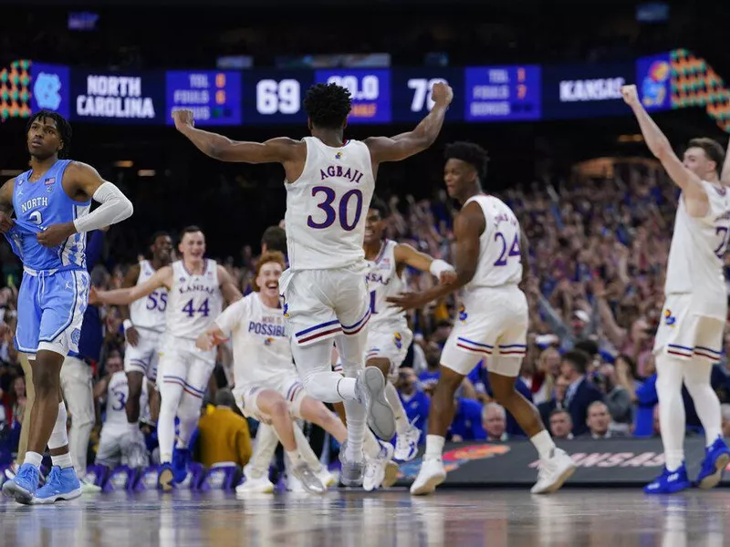 2022 Kansas Jayhawks celebrate winning national championship