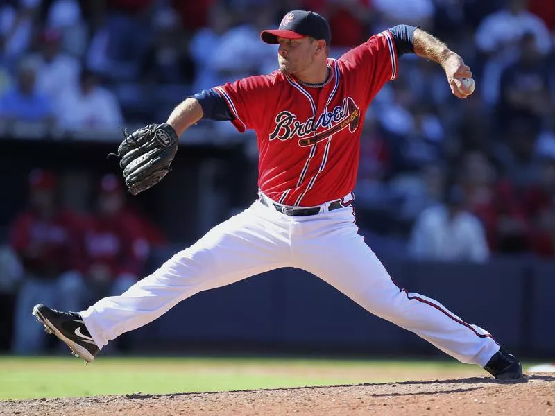 Billy Wagner pitching for the Braves