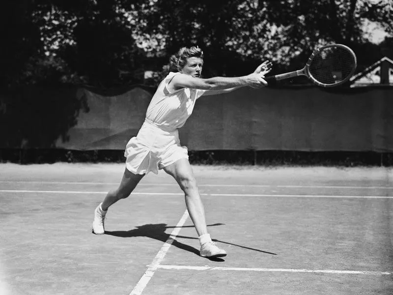 Pauline Betz playing competitive tennis