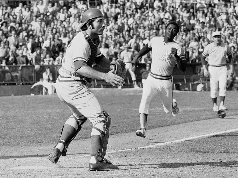 Johnny Bench and Campy Campaneris in 1972 World Series