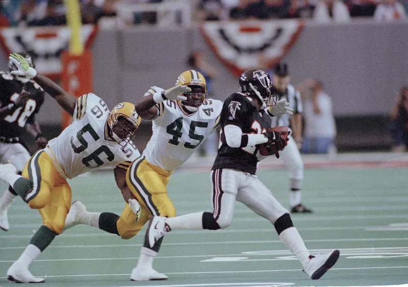 Atlanta Falcons Deion Sanders running