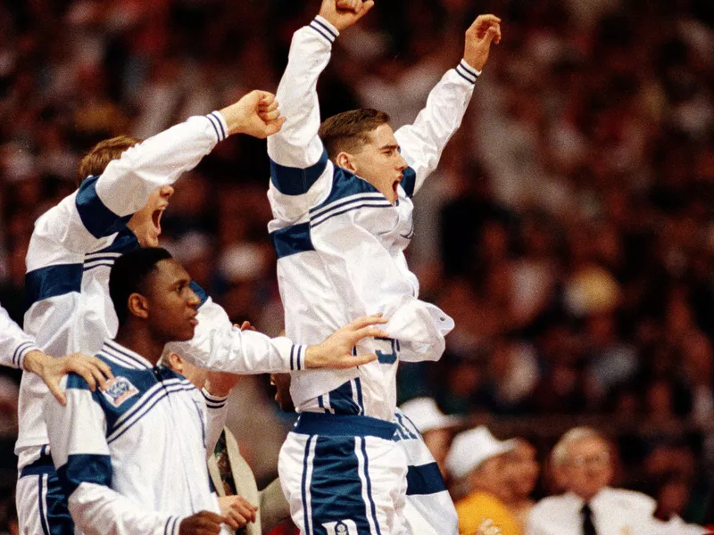 Duke bench celebrates