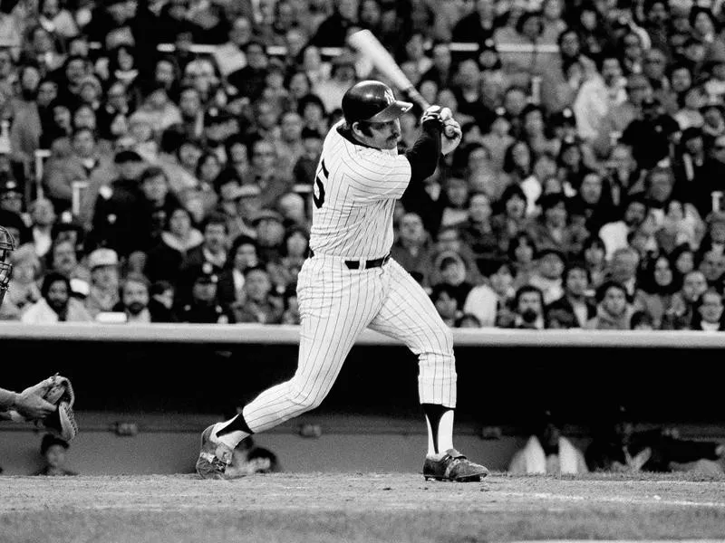 Thurman Munson hitting for the Yankees