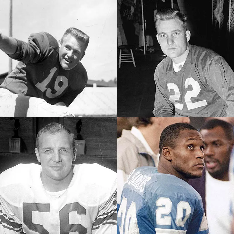 Jack Christiansen, Bobby Layne, Barry Sanders, Joe Schmidt