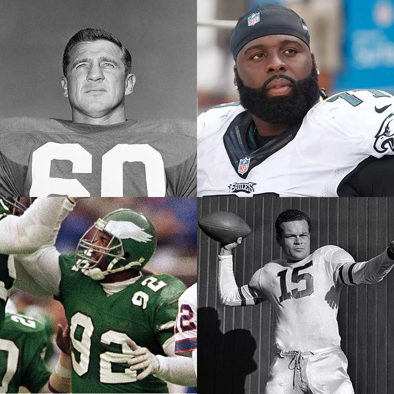 Chuck Bednarik, Jason Peters, Steve Van Buren, Reggie White